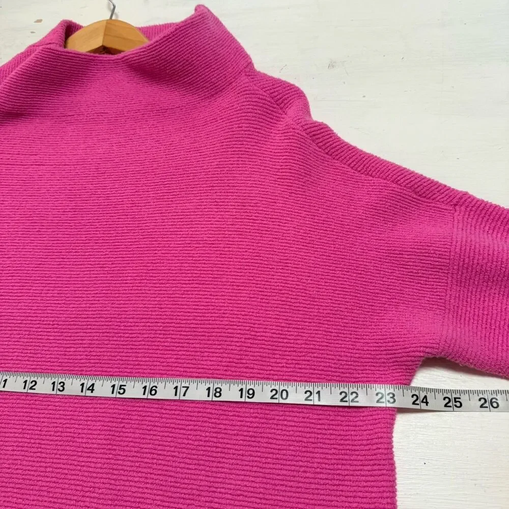 Free People Ottoman Slouchy Tunic Knit Sweater Women's Medium Electric Pink